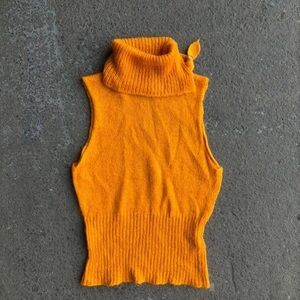 Bold Orange Sleeveless Cowl Neck Sweater